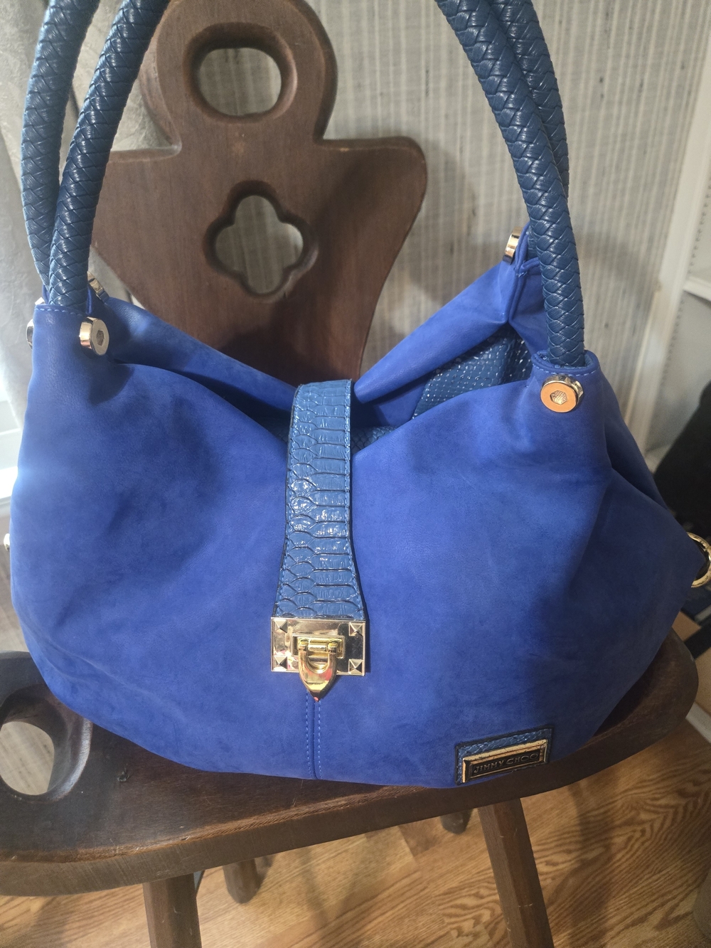 RARE Jimmy Choo Royal Blue Suede Hobo with Gold Hardware Incredible Condition